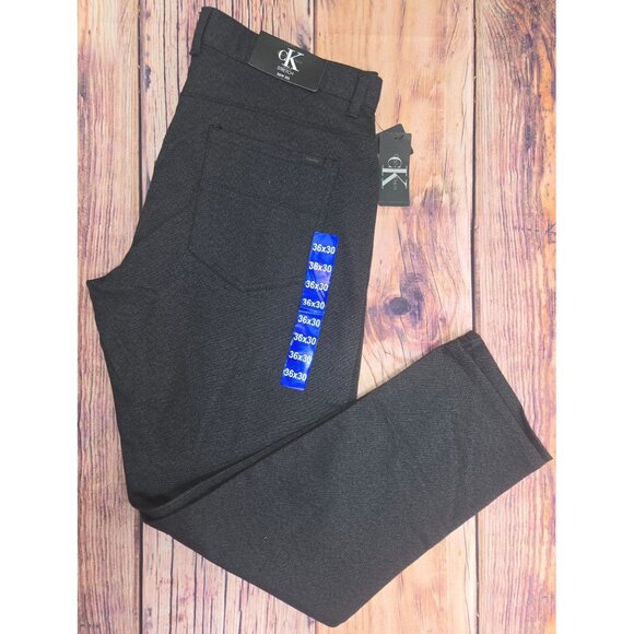 Calvin Klein Mens Black Stretch Slim Fit Pants Size 36x30 NWT Cotton Blend - Picture 3 of 10